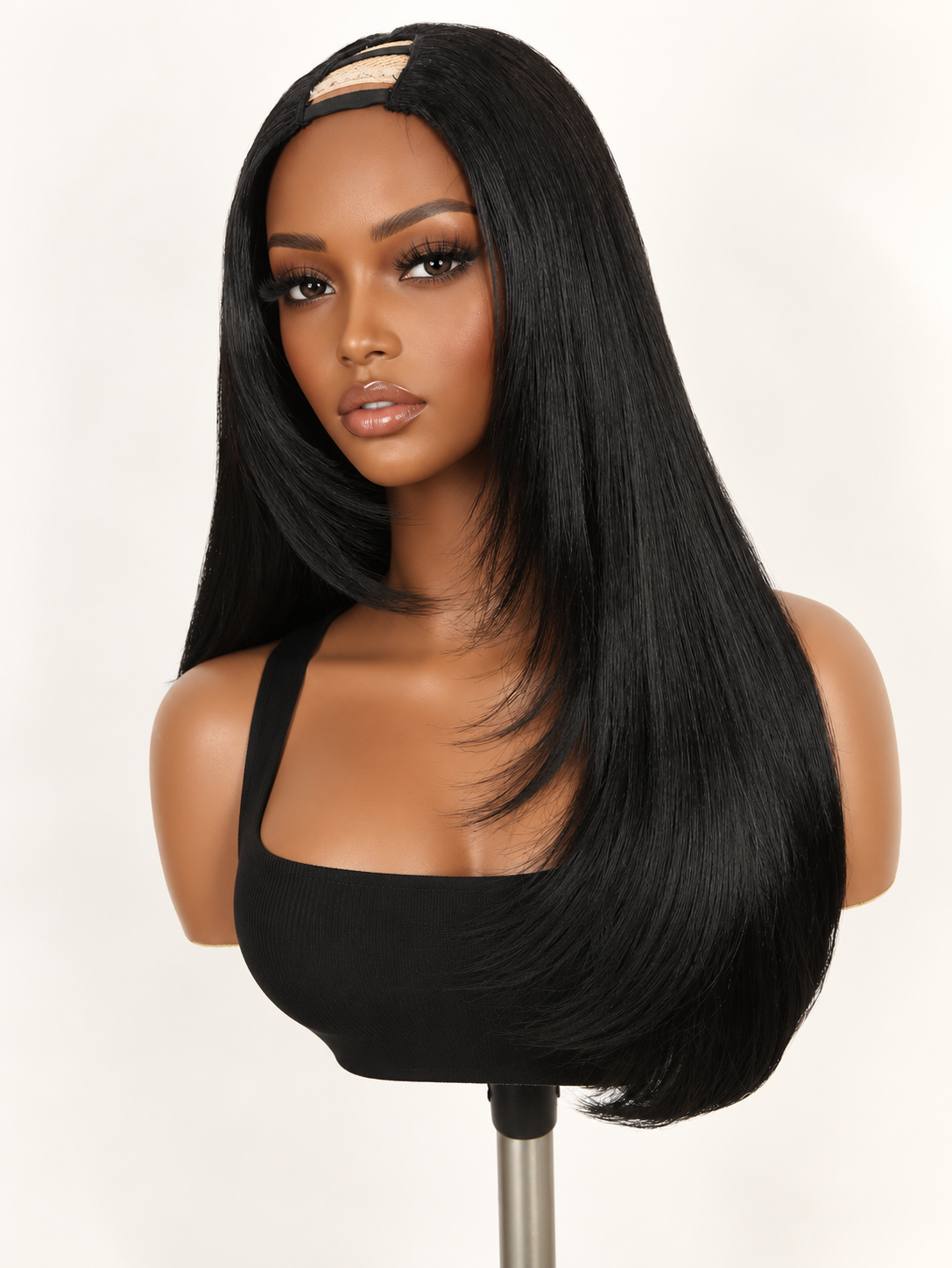 U-Part Wig noire lisse Masélio
